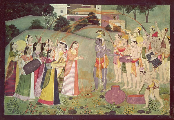 Krishna celebrating the Festival of Holi, Kangra, Himachal Pradesh, c