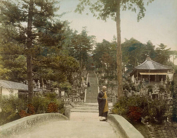 Kurodani Graves, Kyoto, 1890s (hand coloured photo)