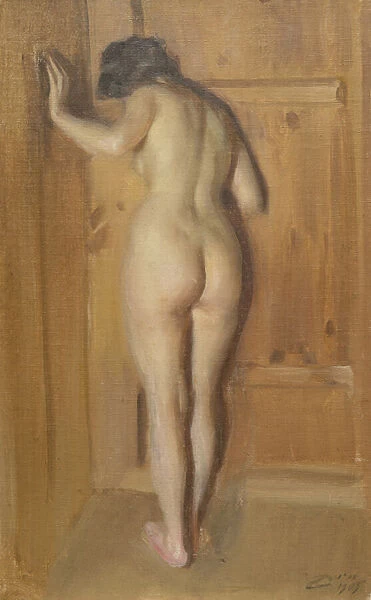 Kuvadorren (The Chamber Door), 1905 (oil on canvas laid down on board)