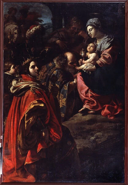 L adoration des mages (The Adoration of the Magi). Peinture de Rutilio Manetti (1571-1639). Huile sur toile. Art italien, style baroque. State Art Museum, Yekaterinburg, Russie
