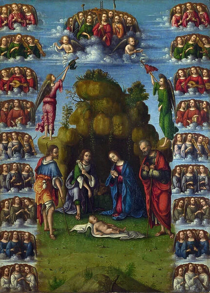 'L adoration des mages'Peinture de Lorenzo Costa (1460-1535) 1499 Dim 52x37 cm National Gallery, Londres