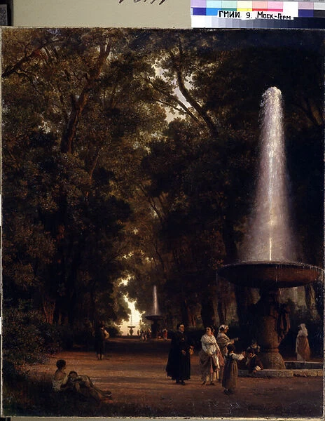 'L allee du parc'(A lane in the Park) Promenade dans un parc. Peinture de Oswald Achenbach (1827-1905) Musee Pouchkine, Moscou
