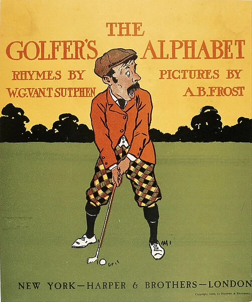 L alphabet des golfeurs - The Golfers Alphabet - Illustration de Arthur Burdett Frost (1851-1928) - 1898 - Colour lithograph - 28, 8x26 - Museu Nacional d Art de Catalunya, Barcelona