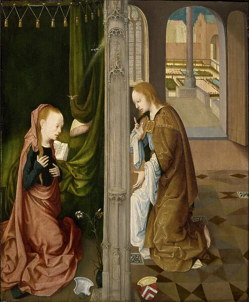 'l annonciation'(The Annunciation) Peinture du Maitre de la Virgo inter Virgines (Master of the Virgo inter Virgines) (actif vers la fin du 15eme siecle) vers 1470-1480 - Oil on wood Dim 57, 4x47