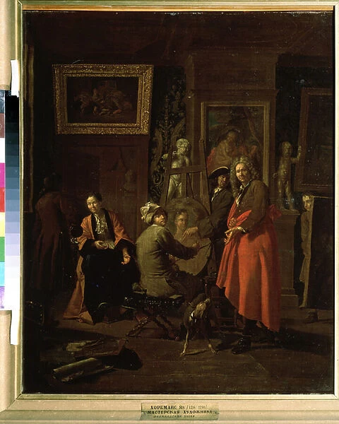 'L atelier du peintre'(The painter studio) Peinture de Jan Joseph Horemans l ancien (1682-1759) 1725-1730 Musee Pouchkine Moscou