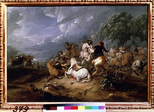 'L echauffouree'(Cavalry Skirmish) Peinture d Adam Frans van der Meulen (1632-1690) 1660 Musee Pouchkine, Moscou