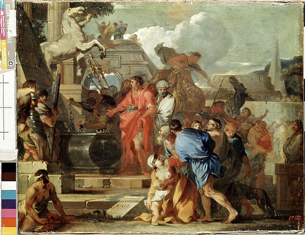 'L empereur Auguste rend visite a la tombe d Alexandre le Grand lors de sa campagne d Egypte'(Augustus before the Tomb of Alexander the Great) Peinture de Sebastien Bourdon (1616-1671) 1650-1660 Dim. 45. 5x56