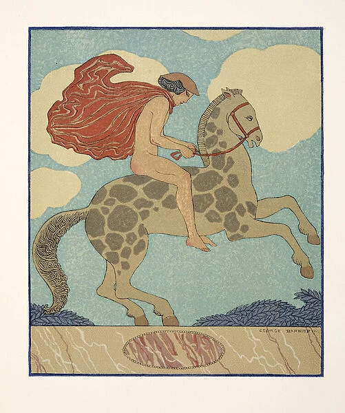 L Etranger, illustration from Les Chansons de Bilitis, by Pierre Louys, pub. 1922 (pochoir print)