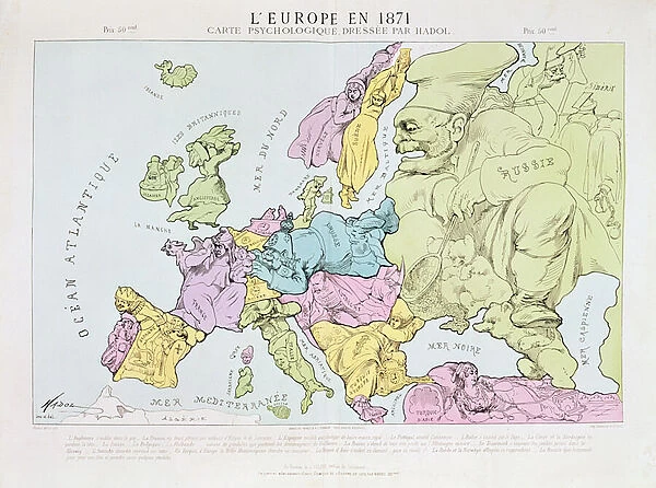 L Europe en 1871, 1871 (colour litho)