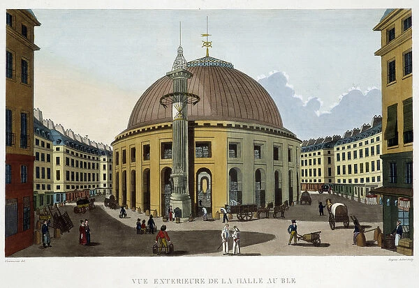 L exterieur de la Halle au ble - in 'Vues de Paris'by Courvoisier