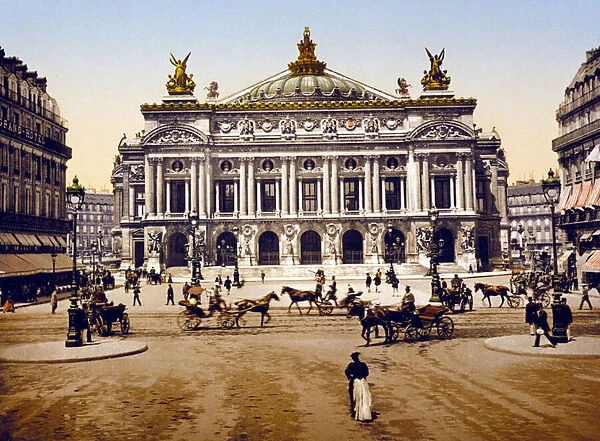 L Opera, Paris (hand-coloured photo)