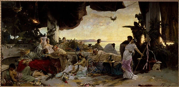 'L orgie romaine'(Roman orgy) Scene de debauche dans la Rome antique - Peinture de Pavel Alexandrovich Svedomsky (Svedomski) (1849-1904)