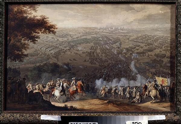 La bataille de Poltava (Pultawa) le 27 Juin 1709 (The Battle of Poltava on 27 June 1709). La bataille oppose l armee suedoise de Charles XII de Suede a celle du tsar de Russie Pierre le Grand pendant la grande guerre du Nord (1700 a 1721)