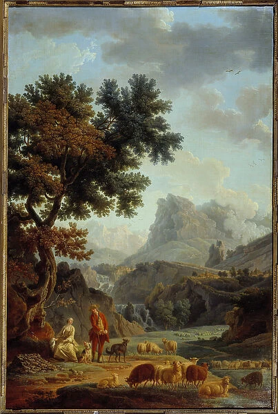 La bergere des Alpes Painting by Joseph Vernet (1714-1789) 18th century Avignon