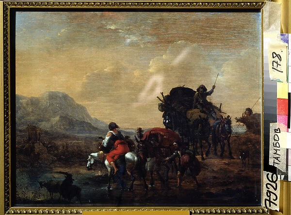 'La caravane'(The convoy) Peinture de Nicolaes Claes Pietersz Berchem (ou Berchen, Berighem, Berrighem, Berrigham) (1620-1683) 1655 Regional Art Gallery, Tambov, Russie