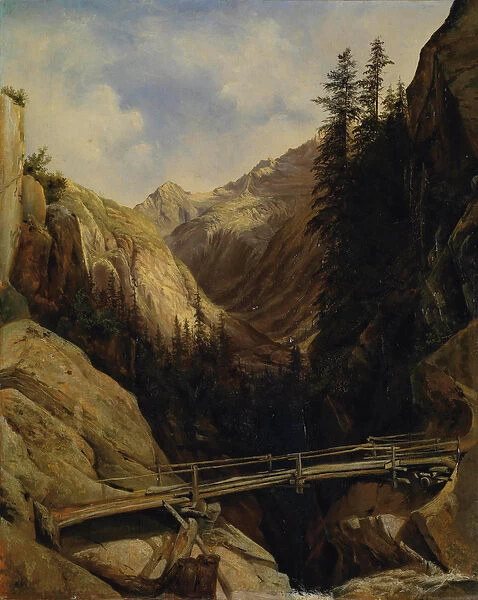 A la cascade de la Handeck, 1842-43 (oil on paper over cardboard)