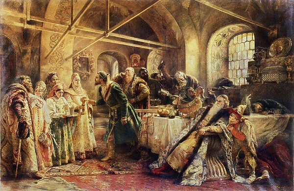 La ceremonie du baiser (The Kiss Ceremony) - Au temps des domostroy, dans le grand duche de Moscou, un Boyard (boiard, boiar) choisit sa future femme, les candidates sont vetues de la robe sarafane et de la coiffe traditionnelle