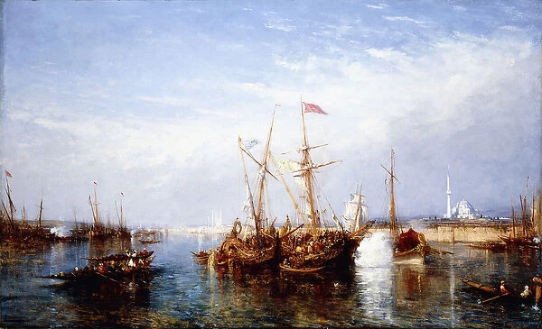 La Corne d Or, Constantinople, (oil on canvas)