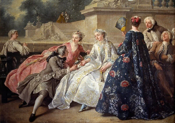 La cour d amour Painting by Jean Francois de Troy (1679-1752) 1731 Sun