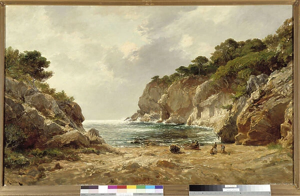 La cove de l Oustau Diou a Porquerolles Painting by Raphael Luc Ponson (1835-1904) Mandatory mention: Collection foundation regards of Provence, Marseille