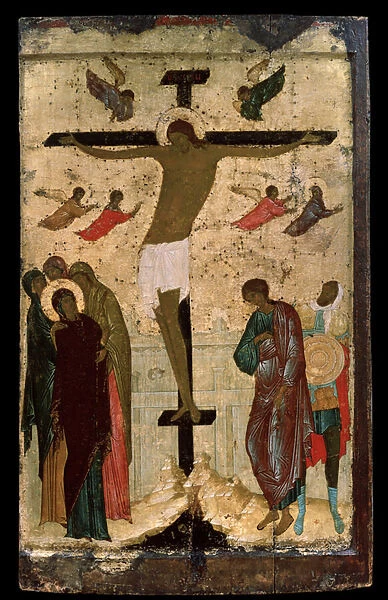 'La crucifixion'Icone russe. Peinture sur bois de Dionysius (Dionisy ou Dionisius le Sage) (vers 1450-vers 1508) 1500 State Tretyakov Gallery, Moscou