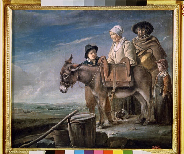La famille de la laitiere. (The Milkmaids Family). Famille de paysans avec ane. Peinture de Louis Le Nain (1593-1648), 1641. Huile sur toile. Musee de l Ermitage, Saint Petersbourg