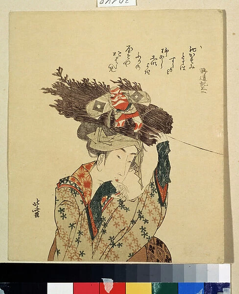 'La jeune fille d Ohara'(A girl from Ohara) Estampe japonaise de Katsushika Hokusai (1760-1849) 1806-1815 Musee Pouchkine, Moscou