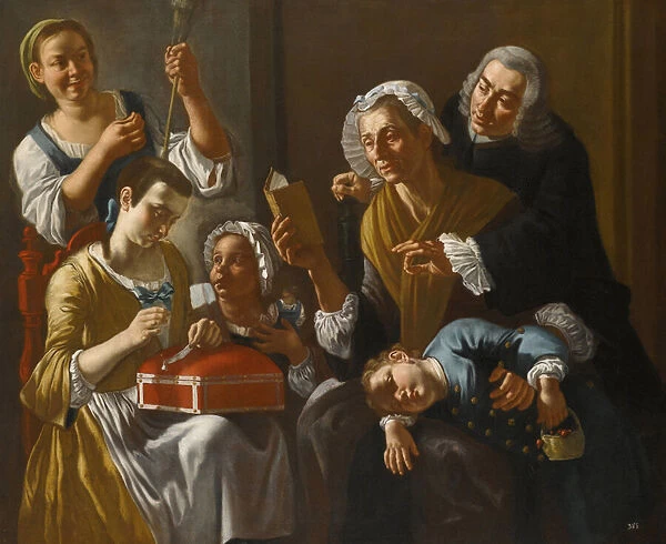 La lecon de couture - The Sewing Lesson par Traversi, Gaspare (1732-1769)