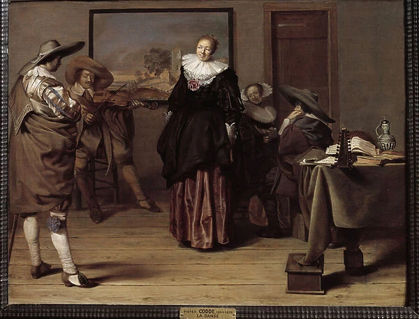 La lecon de danse Painting by Pieter Codde (1599-1678), 1627 Sun. 0, 39x0, 53 m