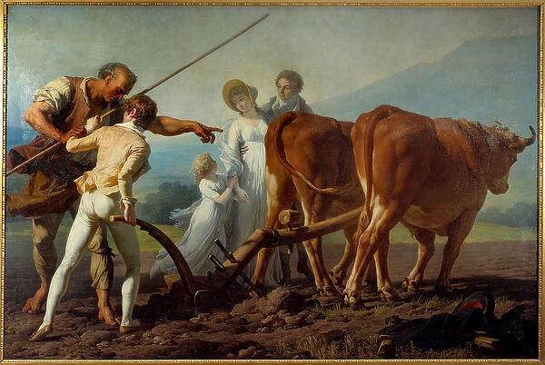 La lecon de tillage Painting by Francois Andre Vincent (1746-1816) 19th century Sun