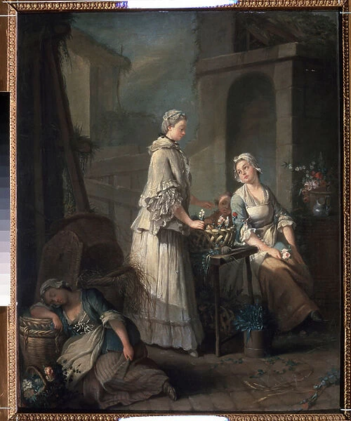 'La marchande de fleurs'(A flower girl) Peinture de Jean-Baptiste (Jean Baptiste) Charpentier (1728-1806) 1795-1799 Musee Pouchkine, Moscou