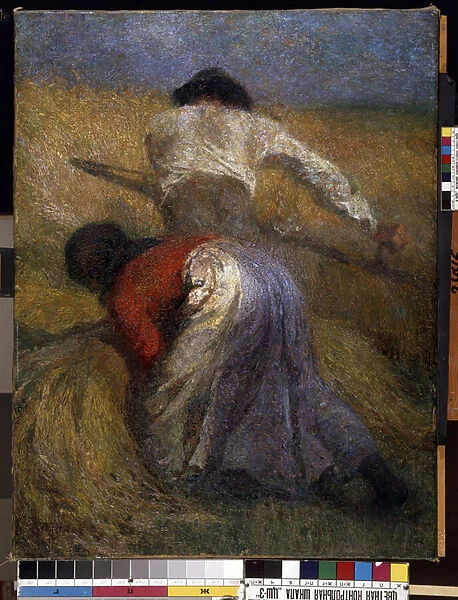 La moisson. Peinture de Adolphe Thomas Joseph Monticelli (1824-1886). Huile sur toile. Dim : 121x92, 5cm. Impressionnisme. Musee des Beaux Arts de Mikalojus Konstantinas Ciurlionis, Kaunas, Lituanie