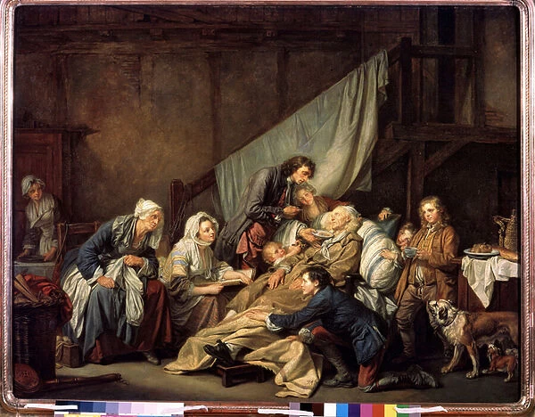 'La Piete filiale ou le Paralytique secouru par ses enfants'(Filial Piety (The Paralytic)) Peinture de Jean Baptiste Greuze (1725-1805) 1763 Dim. 115x146 cm Musee de l ermitage, Saint Petersbourg