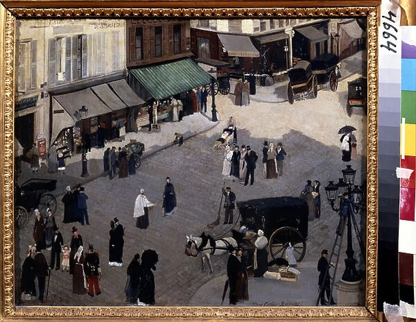 La Place Pigalle a Paris. Peinture de Pierre Carriere-Belleuse (Carriere Belleuse, 1851-1933), vers 1880. Huile sur toile. Dim : 38x46cm. Impressionnisme. Musee Pouchkine, Moscou