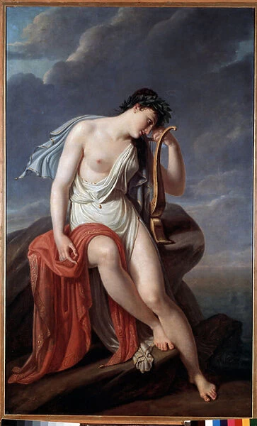 'La poetesse grecque Sapho (Sappho) au sommet de la falaise de Leucade' (Sappho on the Leucadian Cliff) Peinture de Pierre Narcisse (Pierre-Narcisse) Guerin (1774-1833)