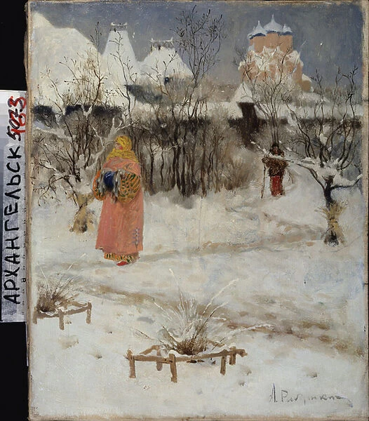 La promenade d une fille de Boyard (boiard, boiar). Peinture de Andrei Petrovich Ryabushkin (Riaboutchkine) (1861-1904), huile sur toile, 1893. Art russe, 19e siecle. Regional Art Museum, Arkhangelsk (Russie)