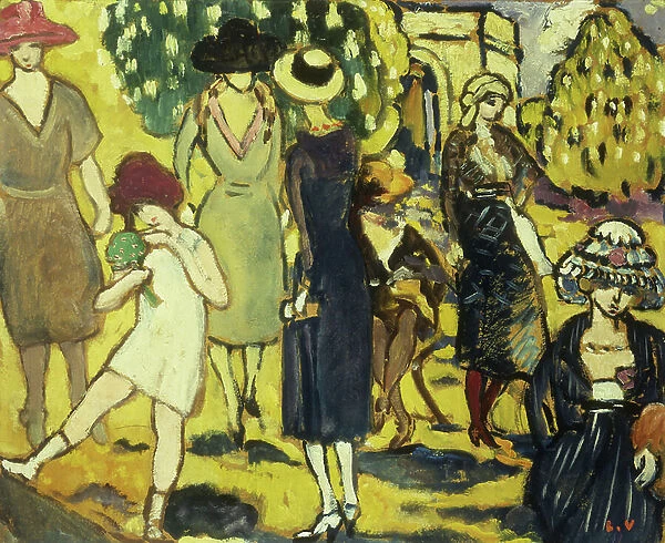 La Promenade a l'Arc de Triomphe, 1919 (oil on panel)