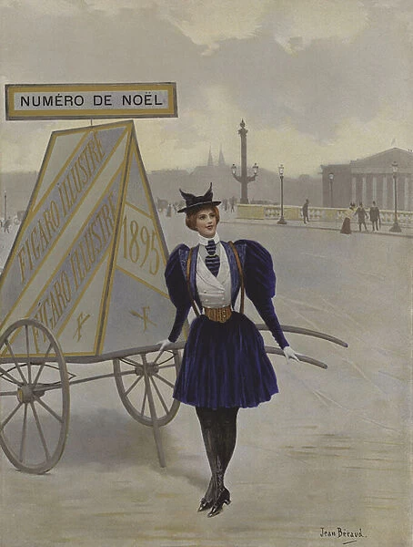 La Reclame de l Avenir (Advertising of the Future). Cover illustration from Le Figaro Illustre, December 1895 (colour litho)