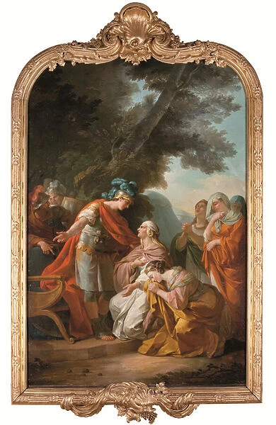 La Sagesse de Scipion a l egard des femmes Hergetes, 1758 (oil on canvas, scalloped)
