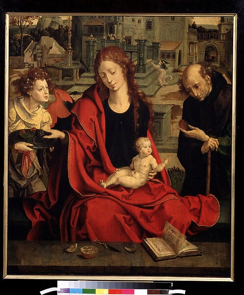 'La sainte famille avec un ange'(The Holy Family with an Angel) Peinture de Pieter Coecke van Aelst l ancien (1502-1550) 16eme siecle Moscou, musee Pouchkine