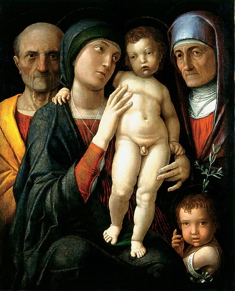 La Sainte Famille (The Holy Family) - Peinture de Andrea Mantegna (1431-1506), huile sur toile (75x61, 5), vers 1495 - State Art Gallery, Dresde (Allemagne)