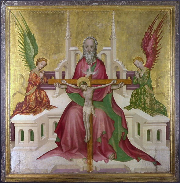 'La sainte Trinite et le christ crucifie'Peinture de l ecole autrichienne, vers 1410 Dim 118, 1 x 114, 9 cm Londres National gallery