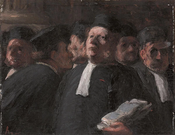 La Salle des Pas-perdus au Palais de Justice, (oil on panel)