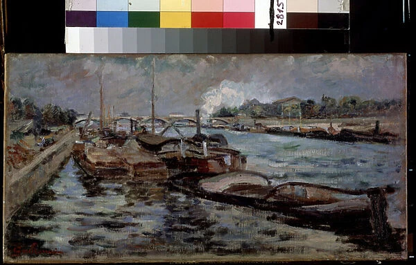 La Seine. Peinture de Jean Baptiste Armand Guillaumin (1841-1927), 1867-1869. Huile sur toile. Impressionnisme. Dim : 26x50cm. Musee de l Ermitage, Saint Petersbourg