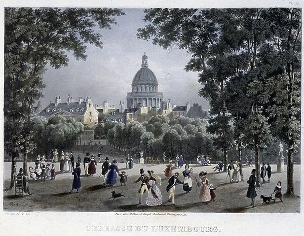 La terrasse du Luxembourg - in 'Paris en 1832'by Martens, eds