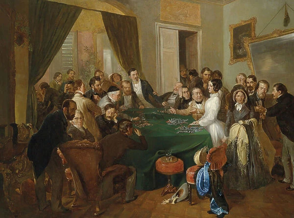 La Traviata: scene at the gaming table - Carl D Unker (1828-1866)
