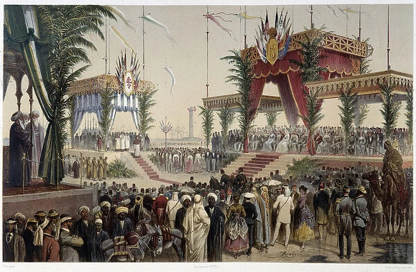La Tribune des souverains in 'Inauguration of the Suez Canal by G. Nicole