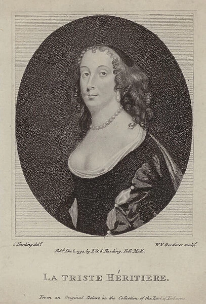 La Triste Heritiere, Anne St John, Countess of Rochester (engraving)