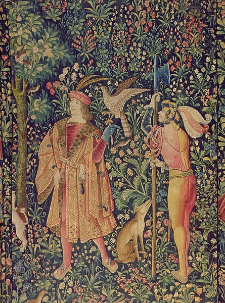 La Vie Seigneuriale - Leaving for the Hunt, c. 1500 (tapestry)