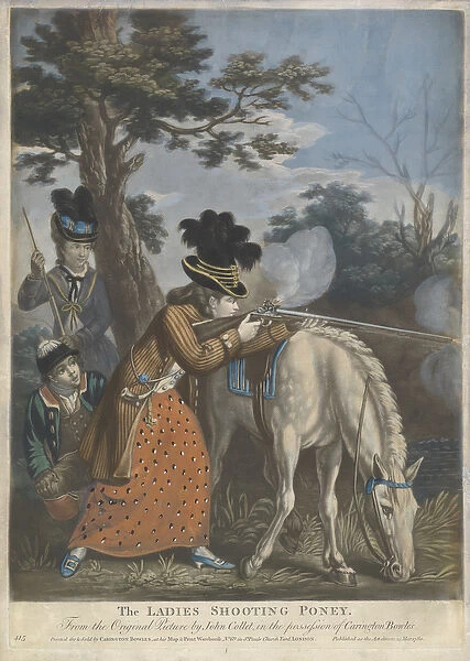 The Ladies Shooting Poney, 1780 (hand-coloured mezzotint on wove paper)